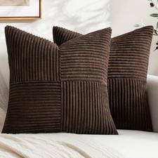 Dark Brown Decorative Throw Pillow Covers for Couch 18x18 Inch  2 Pack, Boho