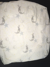 Pottery Barn Kids Sleepy Moon Crib Fitted Sheet Blue Gray White Yellow Stars