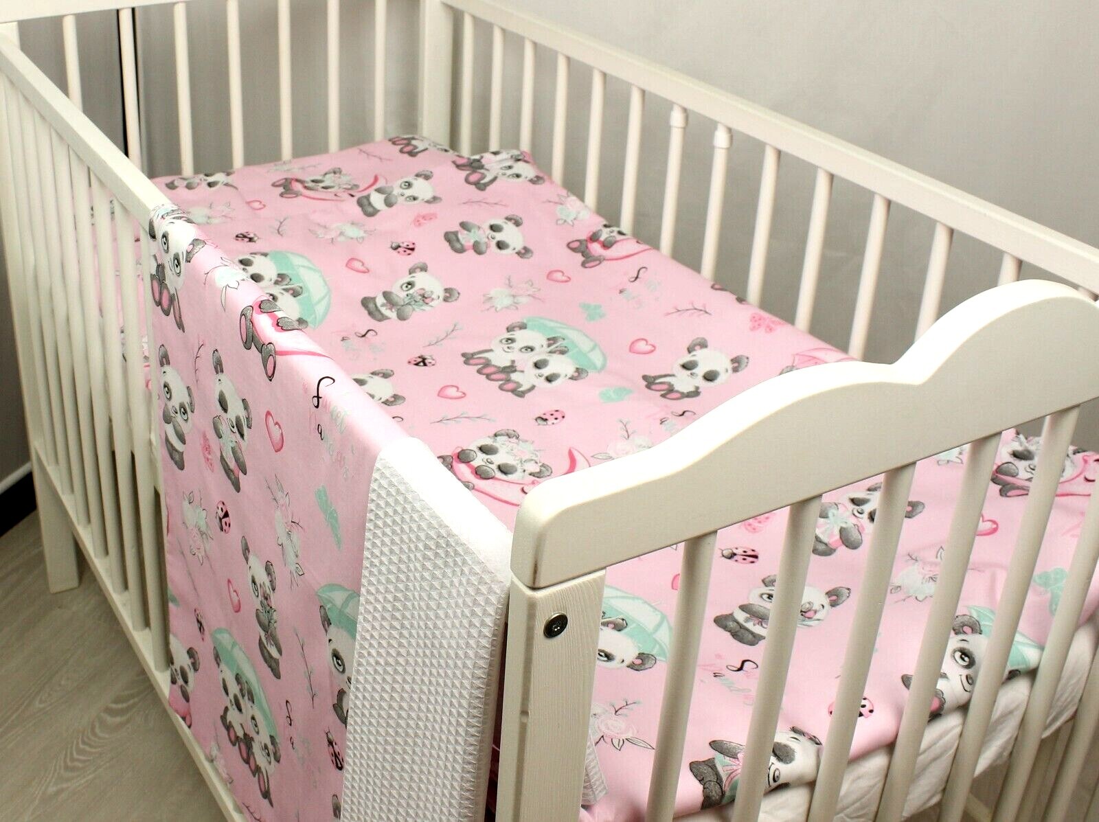 Set lenzuola 3 pezzi per lettino panda rosa
