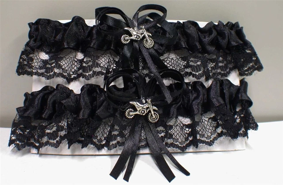 Lote de 2 ligueros nupciales para motocicletas de cross boda para lanzar tú eliges blancos o negros sexy Foto 2 de 4