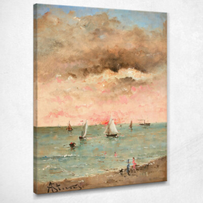 Figuren Am Strand Bei Sonnenuntergang Alfred Stevens, Stal31 Leinwandbild