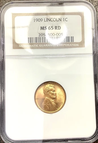 1909 Lincoln Wheat Cent NGC MS65 RD RED Cherry Red Gem In Older NGC Slab Beauty!
