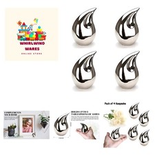 4 Pcs Unique Silver Teardrop Small Keepsake Cremation Urns for Human Ashes Ad...