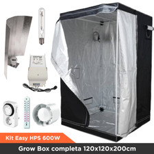 Kit Grow Box completa 120x120x200cm con HPS Agro 600W - Per crescita e fioritura