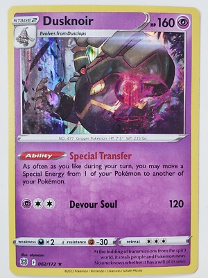 HOLO Dusknoir 062/172 B2G1F LP Brilliant Stars Pokemon Card $2