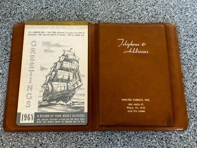 1968 Win-Tex Fabrics Date Planner Address & Phone Book Unused VTG NOS