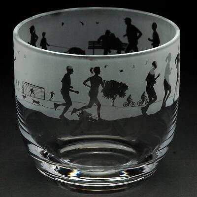 Animo Glas Kerzenhalter Deko handgeätzt Sport Topf Geschenkbox läuft
