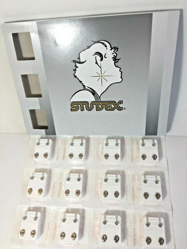 Studex Ear Piercing Silver Plated Clear Stone Regular 4MM 12 Pairs Studs R204W - product listing photo