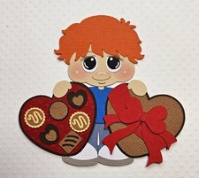 Valentines Chocolate Hearts Boy Red Hair. Scrapbook, Card making Paper Piecing