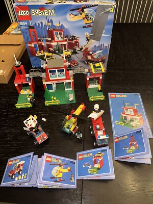 Vintage Lego Set 6554 Blaze Brigade Firemen Mini Figures Box, inst