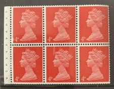 GB Early Machin Pre Decimal Pane MNH.  4d Stamps.