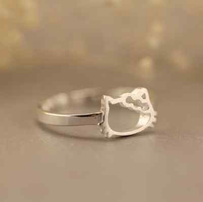 Super Adorable *Hello Kitty* Silver SP Adjustable Kitten Cat Ring