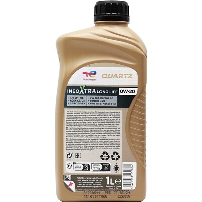 Total Quartz Ineo Xtra Long Life 0w-20 0w20 Fully Synthetic Engine