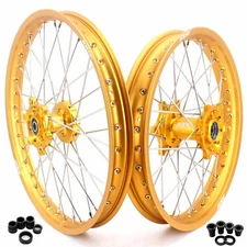 KKE 21/19" Dirt Bike Wheels Fit Suzuki RM125 1996-2007 RM250 1996-2008 Gold Rims
