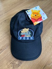 Vintage Disney Winnie The Pooh Flowers Adjustable Black Hat Brand New w/Tags