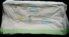 Pottery Barn Kids Crib Patchwork Stork Pattern Skirt Cotton Linen Unisex Nursery