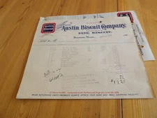 5 Graphic Billheads Loose Wiles Sunshine Austin Biscuits Boston 1908-1909