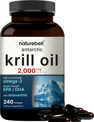 Antarctic Krill Oil 2000Mg Supplement, 240 Softgel, 3X Strength Natural Omega-3S