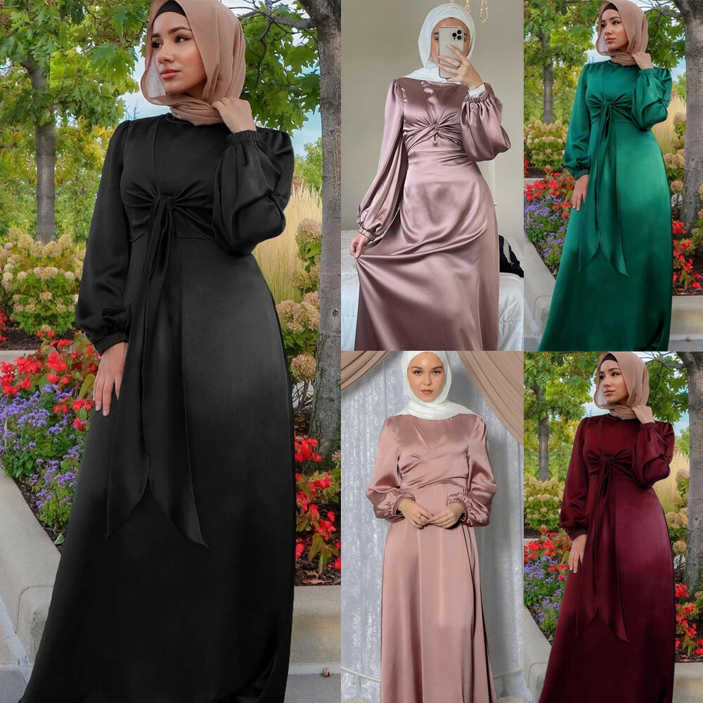 Long dress top satin hijab