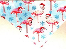 Medium Dog--Scarf/ Bandana/Christmas-Flamingos and Snowflakes print  