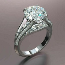 2Ct White Round Cut CZ Women's Engagement Wedding Ring Solid 925 Sterling Silver