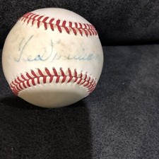 Ted Williams Auto Signed OML Bobby Brown Baseball Green Ink - Boston Red Sox