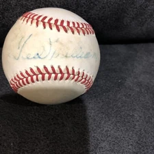 Ted Williams Auto Signed OML Bobby Brown Baseball Green Ink - Boston Red Sox