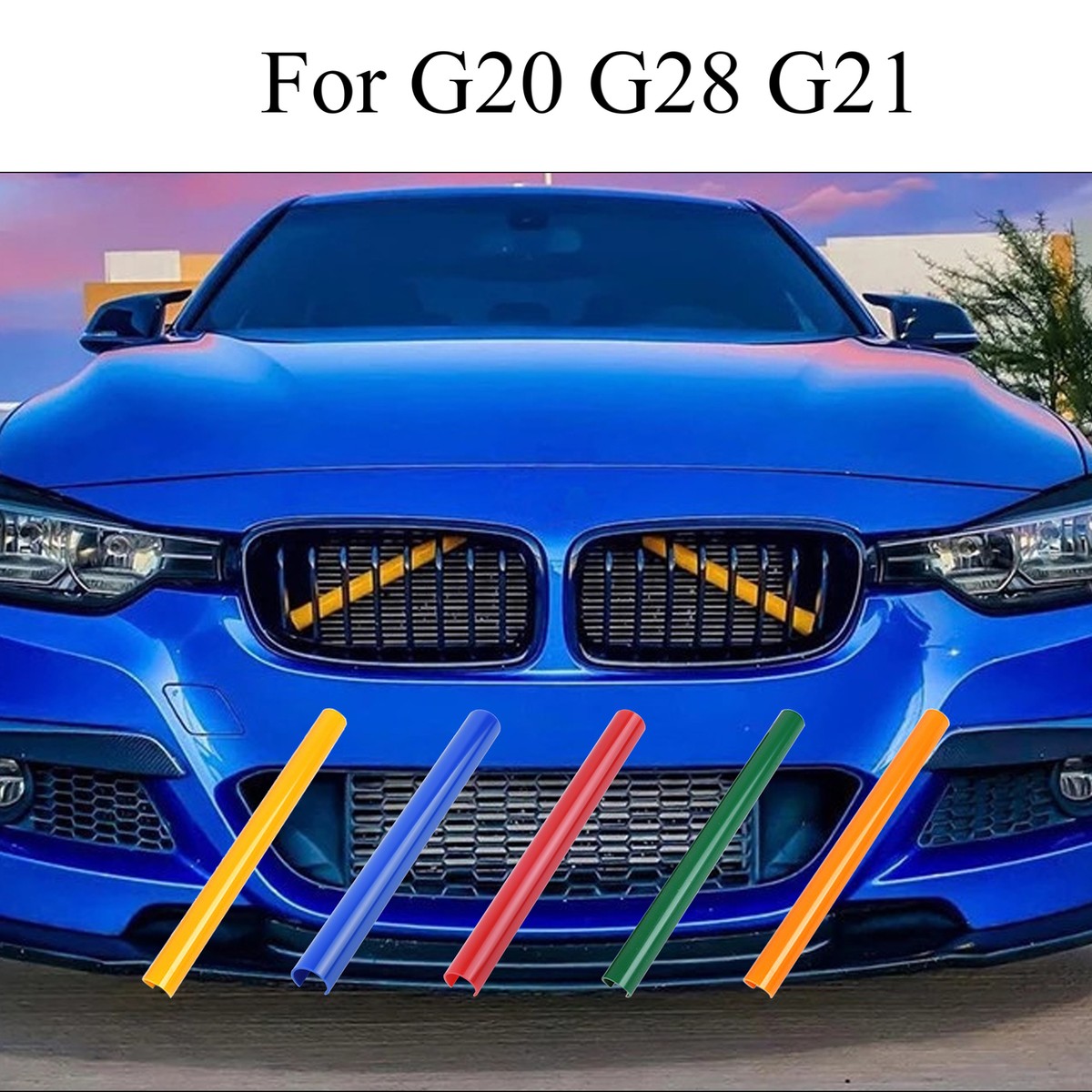 2 for 2020-2023 BMW 3 Series G20 Red Car Front V Brace Grill Trim