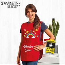 GREMBIULE MAESTRA PERSONALIZZATO SCUOLA MATERNA CAMICE IDEA REGALO MAESTRA NATAL