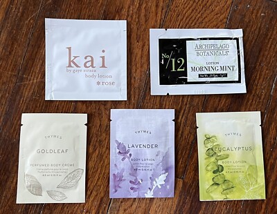 Body Lotion Sample Lot/5: Thymes (3) Archipelago Mint (1) & Kai Rose (1) DETAILS