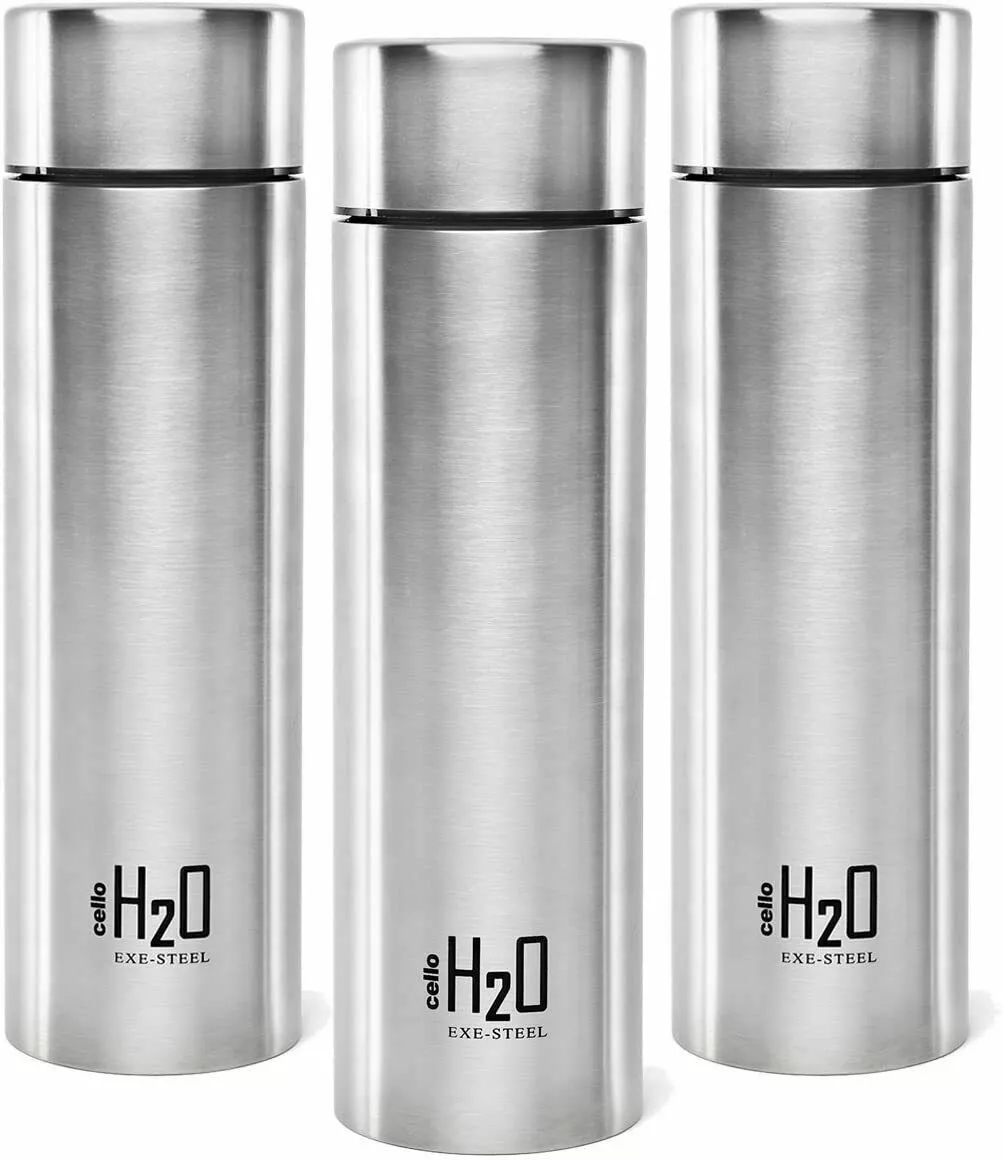 Stainless Steel Water Bottle Set of 3 - 1 Litre each Silver