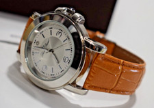 Lucien Piccard Women's Diamond Silver White Dial Orange Genuine Leather Watch