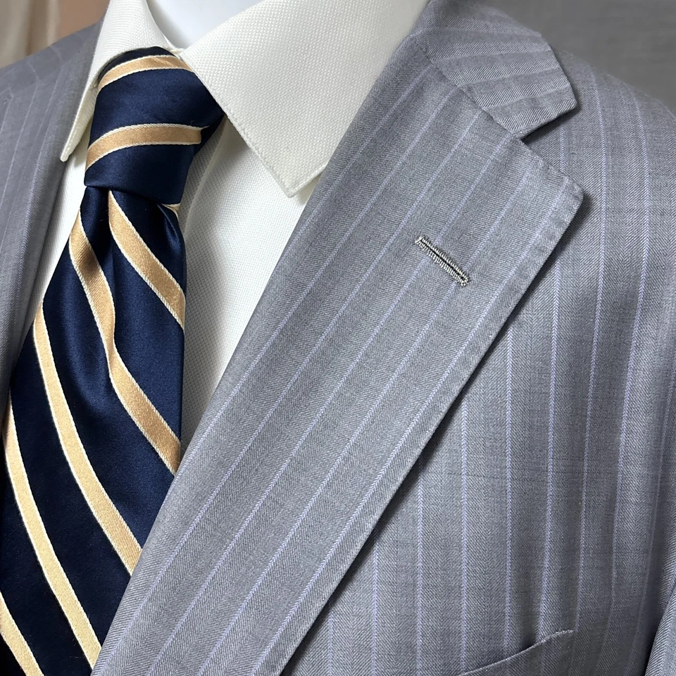 Oxxford Suit 42L Jacket 36x31 Pants Gray Pinstripe Bespoke Tailored Classic - Image 4 of 4