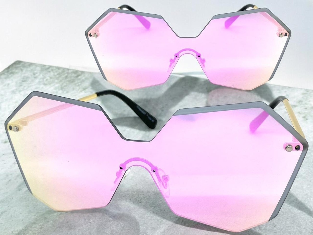 Fashion Pink/Purple Shield Sunglasses DIOR Purple Tinted Shield Sunglasses with Rose Gold Frame  main image 2
