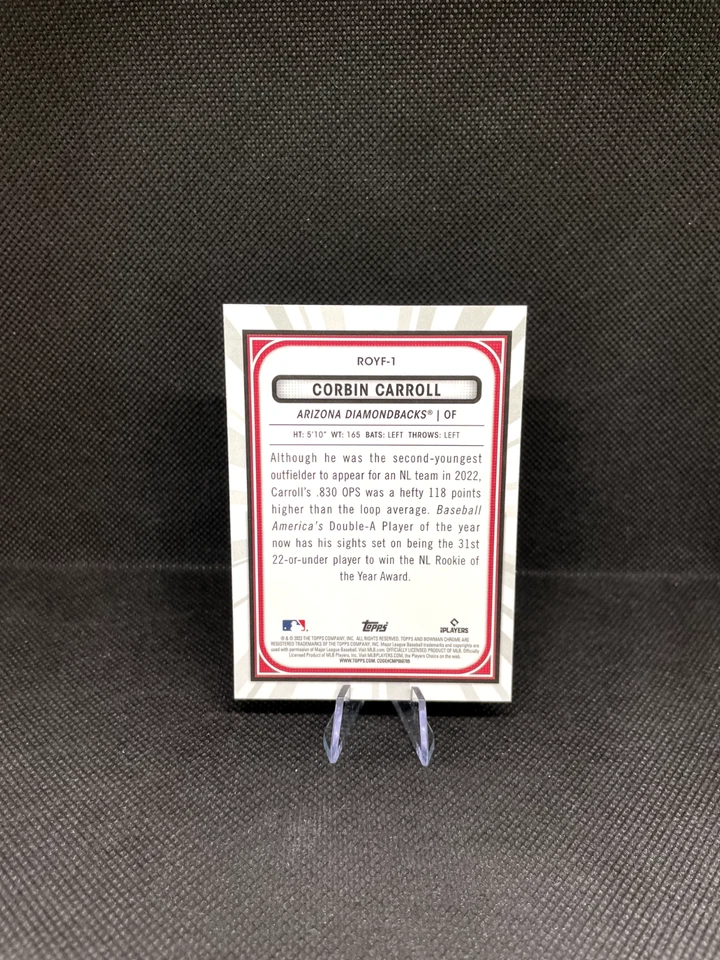 2023 Topps Bowman Chrome Corbin Carroll Rookie of The Year Favorites RC #ROYF-1 - Image 2 of 2