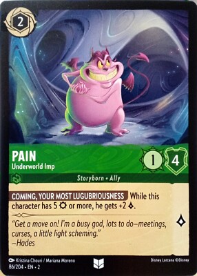 86/204 PAIN UNDERWORLD IMP RISE OF FLOODBORN UNCOMMON DISNEY LORCANA CARD