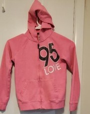 Cute pink zip up hoodie sweatshirt with pockets; Girls size 8; GREAT CONDITION