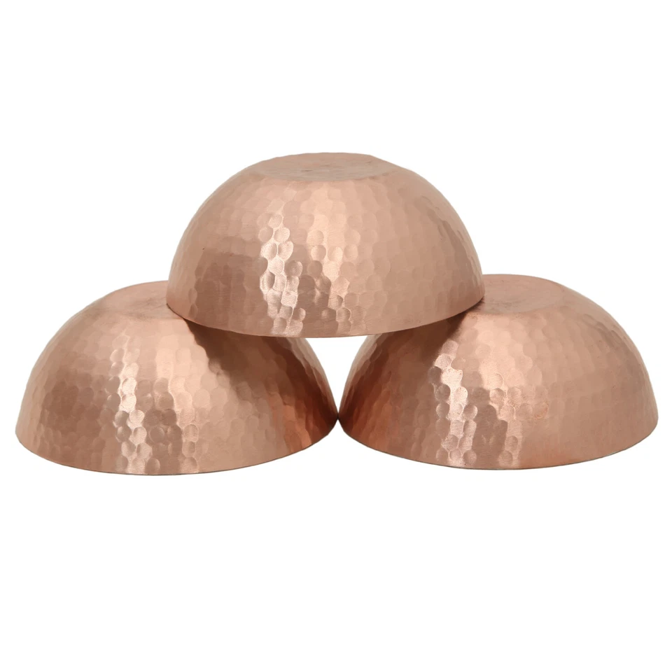 Hand Hammered Solid Copper Decorative Bowl Set Of 2 Serving Food Safe - Image 3 of 4