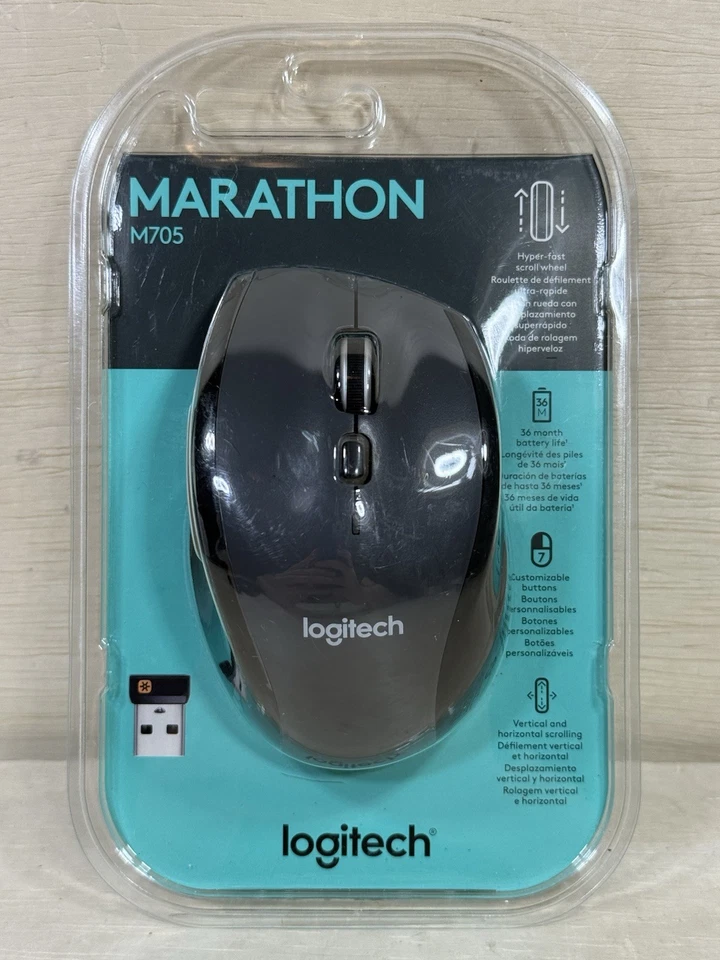Logitech M705 MARATHON Wireless Wheel Mouse - 8-BUTTON VERSION - NEW&SEALED - Image 2 of 4