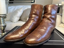 Stallion Men's Custom Chocolate Saddle Round Toe Zorro Side Zipper Boots 13 D!