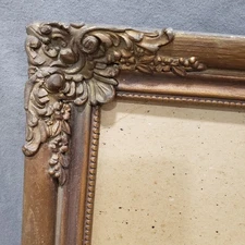 Antique Ornate Wood Picture Frame 14x18 Baroque Rococo Scroll Corner Beaded Lip