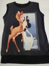 Givenchy Paris Bambi T-Shirt Stampa Grafica Senza Maniche Nera 100% Cotone Small