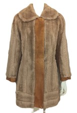 Vintage 60's LILLI ANN Sz Large Faux Fur w/ Suede Trim Coat