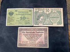 Austria  1920/1921 Notgeld Heller Crisp XF/AU 3 Banknote Lot.  N3539