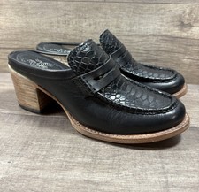 Freebird by Steven Collins Clogs Heels Shoes Black Crocodile Print Size 9