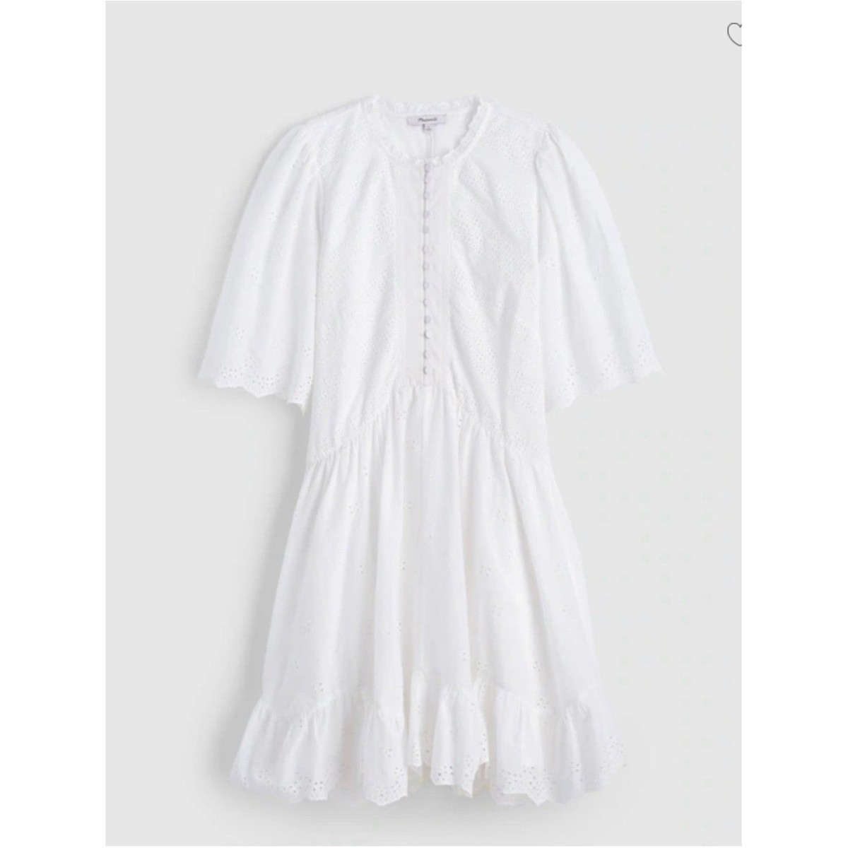 Madewell Eyelet Flutter Sleeve Mini Dress in Cotton Cottagecore Farmhouse Size 4 View 3