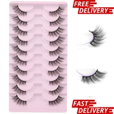Half Lashes Natural Look Wispy 10 Pairs Cat Eye Lashes 3D False Eyelashes Full S