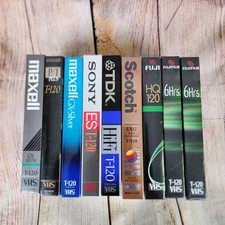 Lot of 9 Blank VHS Tape Sony, Maxell, JVC, Fuji, TDK T-120