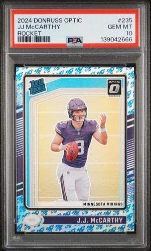 2024 Donruss Optic JJ McCarthy #235 *Rocket* Rookie Card PSA 10 GEM MINT