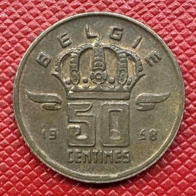 Belgium 1958 Bronze 50 Centimes. Baudouin I. Dutch Text. Type B. KM# 149.1
